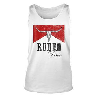 Vintage Bull Skull Western Life Country Rodeo Time Unisex Tank Top - Monsterry