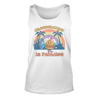Vintage Cheeseburger In Paradise Summer Vacation Vibe Vacation Tank Top | Mazezy