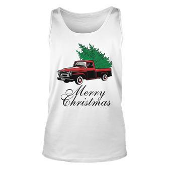 Vintage Red Truck Christmas Tree Merry Xmas Pajamas Gift For Women Unisex Tank Top - Thegiftio UK