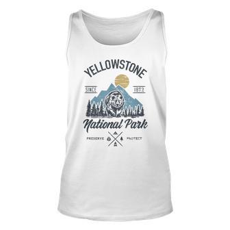 Vintage Retro Yellowstone National Park Hiking Unisex Tank Top - Seseable