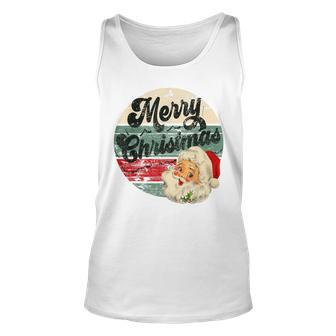 Vintage Santa Claus Merry Christmas Face Old Fashioned Gift For Women Unisex Tank Top - Thegiftio UK