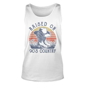 Vintage Western Raised On 90S Country Music Cowboy Hat Unisex Tank Top - Seseable