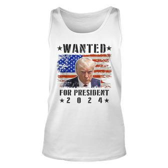 Wanted Donald Trump For President 2024 Trump Shot Flag Tank Top | Mazezy