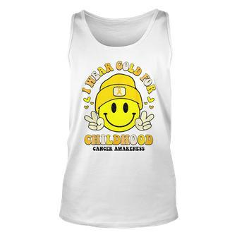 I Wear Gold Cute Smile Face For Childhood Cancer Awareness Tank Top - Seseable