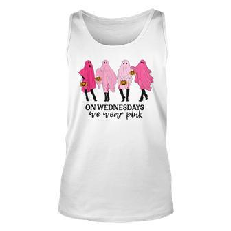 On Wednesday We Wear Pink Ghost Halloween Tank Top | Mazezy