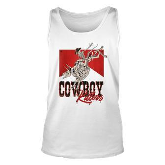 Western Cowboy Skull Punchy Killers Bull Skull Rodeo Howdy Rodeo Tank Top | Mazezy