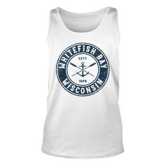 Whitefish Bay Wisconsin Wi Vintage Boat Anchor & Oars Unisex Tank Top | Mazezy