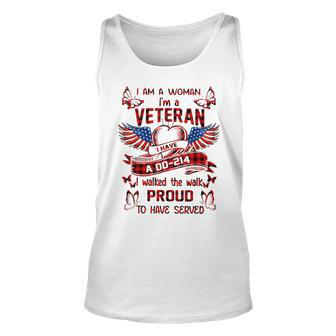 I Am A Woman I'm A Veteran I Have A Dd-214 I Walked The Walk Tank Top | Mazezy