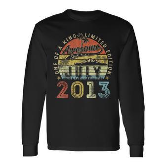 10 Year Old Awesome Since July 2013 10Th Birthday Long Sleeve T-Shirt - Monsterry