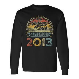 10 Year Old September 2013 Vintage 10Th Birthday Long Sleeve T-Shirt | Mazezy CA