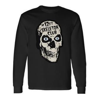 12Ft Skeleton Club Skull Halloween Spooky Long Sleeve T-Shirt | Mazezy