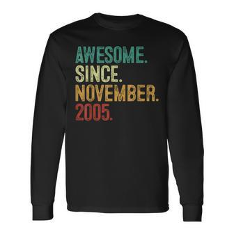 18 Year Old Awesome Since November 2005 18Th Birthday Long Sleeve T-Shirt | Mazezy