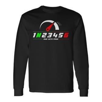 1N23456 Ride With Pride Bikers Motorcycle Shift Pattern Long Sleeve T-Shirt T-Shirt | Mazezy