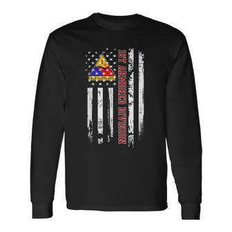 1St Armored Division American Flag Veteran Day Father Day Long Sleeve T-Shirt T-Shirt | Mazezy