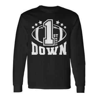 1St Birthday Football Touchdown-First Year Down Themed Party Long Sleeve - Seseable