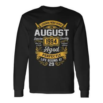 29Th Birthday 29 Years Old Legends Born August 1994 Long Sleeve | Seseable CA