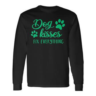 2Nd Chance Dog Rescue Of Iowa Dog Kisses Fix Everything Long Sleeve T-Shirt | Mazezy