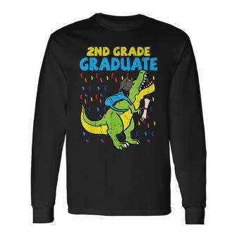 2Nd Grade Graduate Dinosaur Trex Second Grade Graduation Long Sleeve T-Shirt T-Shirt | Mazezy