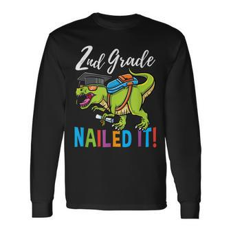 2Nd Grade Nailed It Dinosaur Graduation Long Sleeve T-Shirt T-Shirt | Mazezy