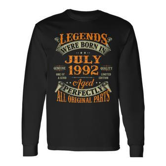 30Th Birthday Legends Born In July 1992 30 Years Old 30Th Birthday Long Sleeve T-Shirt T-Shirt | Mazezy