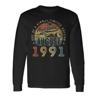 32 Year Old Awesome Since August 1991 32Nd Birthday Long Sleeve T-Shirt | Mazezy