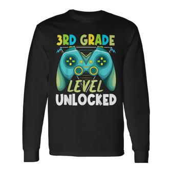 3Rd Grade Level Unlocked First Day Back To School Boys Long Sleeve T-Shirt - Seseable
