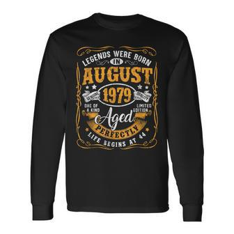 44Th Birthday 44 Years Old Legends Born August 1979 Long Sleeve - Seseable