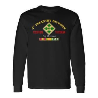 4Th Infantry Division Vietnam Veteran Ivy Division Long Sleeve T-Shirt | Mazezy
