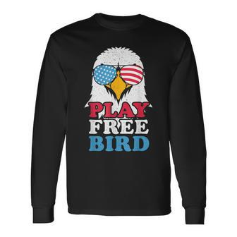 4Th Of July American Flag Bald Eagle Mullet Play Free Bird Long Sleeve T-Shirt T-Shirt | Mazezy UK