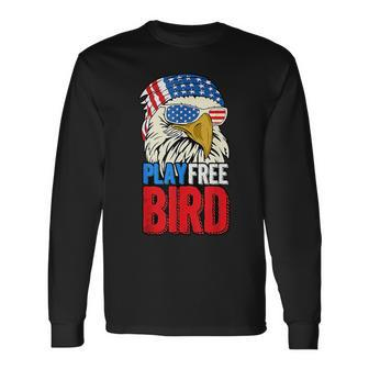 4Th Of July American Flag Bald Eagle Mullet Play Free Bird Mullet Long Sleeve T-Shirt T-Shirt | Mazezy