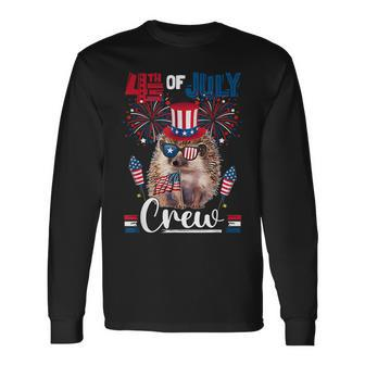4Th Of July Crew Hedgehog Sunglasses American Flag Long Sleeve T-Shirt - Monsterry