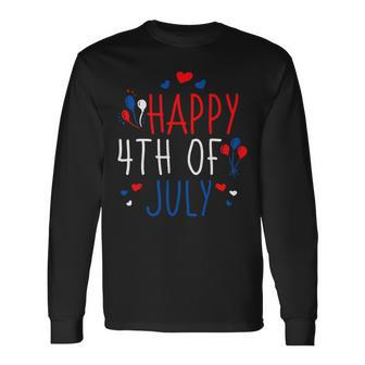 4Th Of July Happy 4Th Of July American Flag Long Sleeve T-Shirt - Monsterry