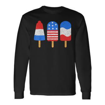 4Th Of July Ice Pops Red White Blue American Flag Patriotic Long Sleeve T-Shirt T-Shirt | Mazezy