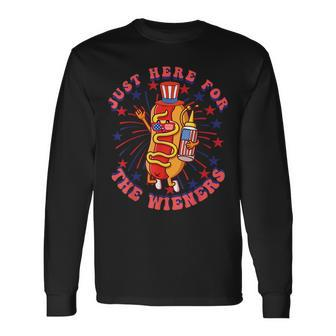 4Th Of July Im Just Here For The Wieners Hot Dogs Long Sleeve T-Shirt - Monsterry CA