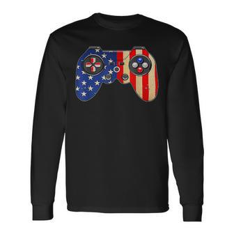 4Th Of July Shirt Video Game Gamer Boys Men Usa Long Sleeve T-Shirt - Monsterry