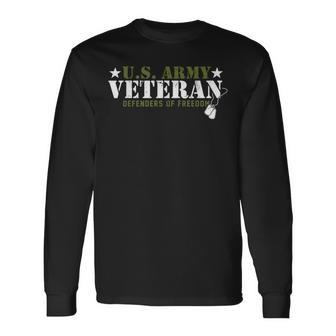 4Th Of July Us Army Veteran Defender Of Freedom Long Sleeve T-Shirt | Mazezy