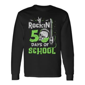 50Th Day Of School Rockin 50 Days Of School 50 Days Smarter Long Sleeve T-Shirt - Thegiftio UK