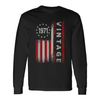 52 Year Old Vintage 1971 American Flag 52Nd Birthday Long Sleeve T-Shirt - Seseable