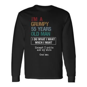 55 Years Grumpy Old Man Birthday Long Sleeve T-Shirt T-Shirt | Mazezy