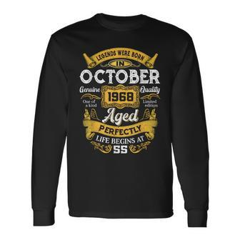 55 Years Old Legends Born In October 1968 55Th Birthday Long Sleeve T-Shirt - Monsterry UK