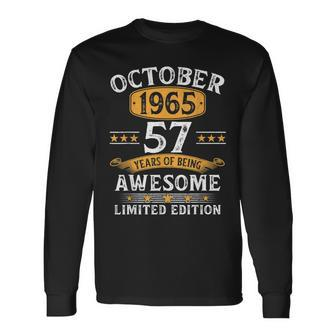 57Th Birthday 57 Yrs Old Birthday Vintage October 1965 Long Sleeve T-Shirt T-Shirt | Mazezy