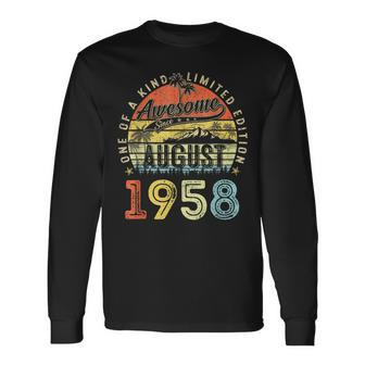 65 Year Old Awesome Since August 1958 65Th Birthday Long Sleeve - Seseable