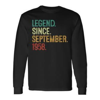 65 Years Old Legend Since September 1958 65Th Birthday Long Sleeve T-Shirt - Monsterry