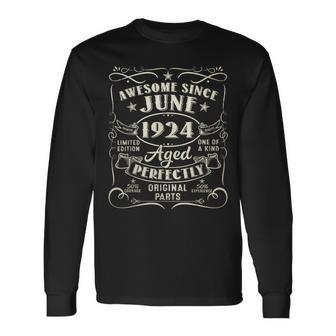 99 Year Old Awesome Since June 1924 99Th Birthday Long Sleeve T-Shirt | Mazezy