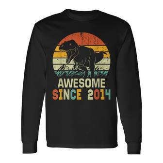 9Th Birthday Dinosaur 9 Year Old Boys Awesome Since 2014 Long Sleeve T-Shirt - Monsterry CA