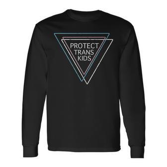 Abstract Pan Pride Triangles Protect Trans Kid Lgbt Support Long Sleeve T-Shirt | Mazezy