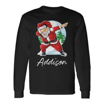 Addison Name Santa Addison Long Sleeve T-Shirt - Seseable