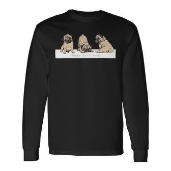 Adorable Beige Pug Puppies On Pink Long Sleeve T-Shirt - Monsterry AU