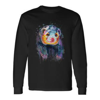 Adorable Ferret Attractive Splash Painting Long Sleeve T-Shirt | Mazezy