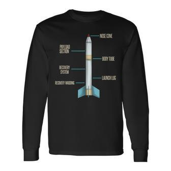 Aerospace Model Rocket Kit Drawing Long Sleeve T-Shirt | Mazezy